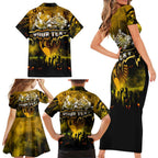 Step Into Horror Domain Hawks Football Family Matching Short Sleeve Bodycon Dress and Hawaiian Shirt Halloween Horror Movie Characters - Aussie Hoodie