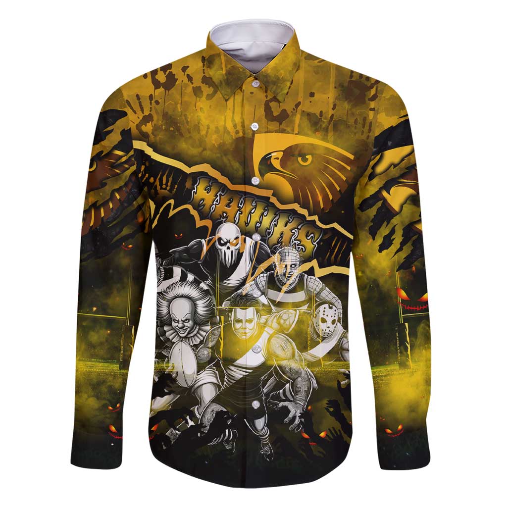 Step Into Horror Domain Hawks Football Family Matching Short Sleeve Bodycon Dress and Hawaiian Shirt Halloween Horror Movie Characters - Aussie Hoodie