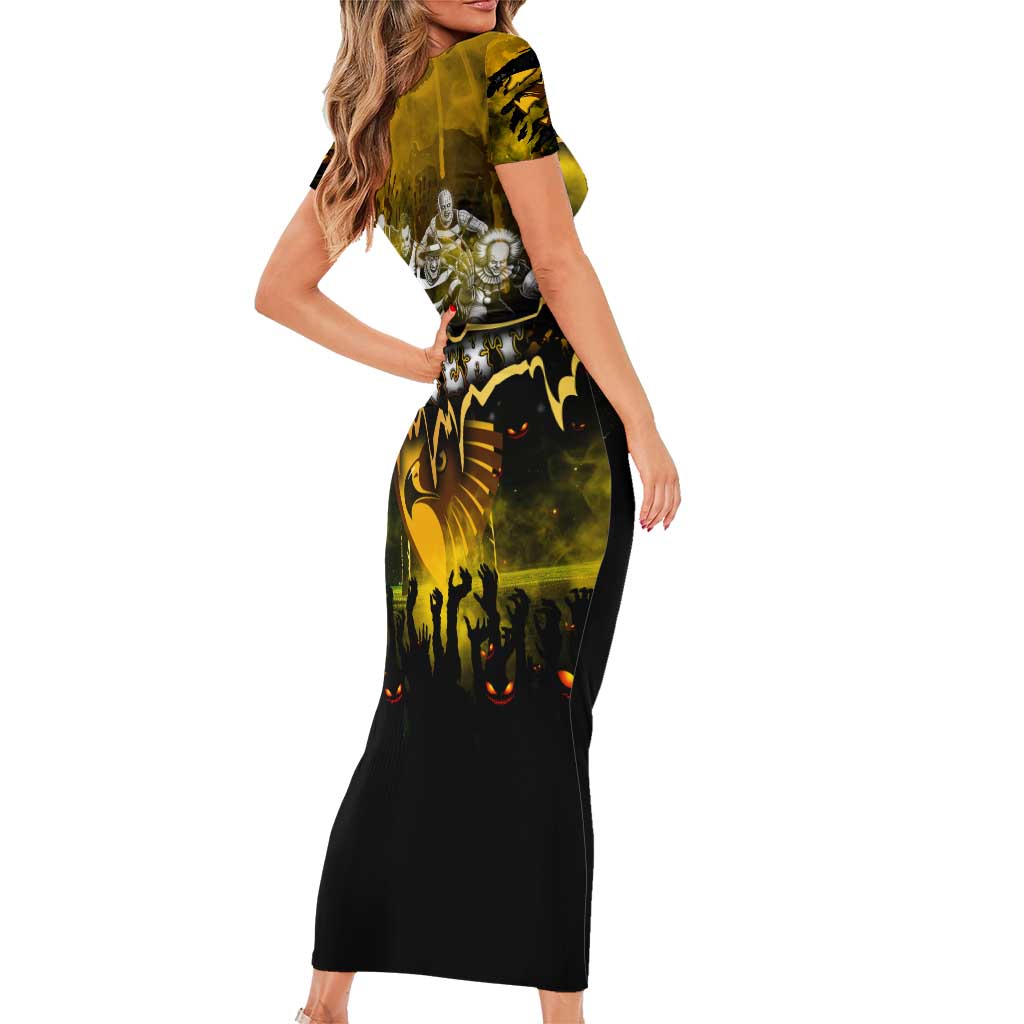 Step Into Horror Domain Hawks Football Family Matching Short Sleeve Bodycon Dress and Hawaiian Shirt Halloween Horror Movie Characters - Aussie Hoodie