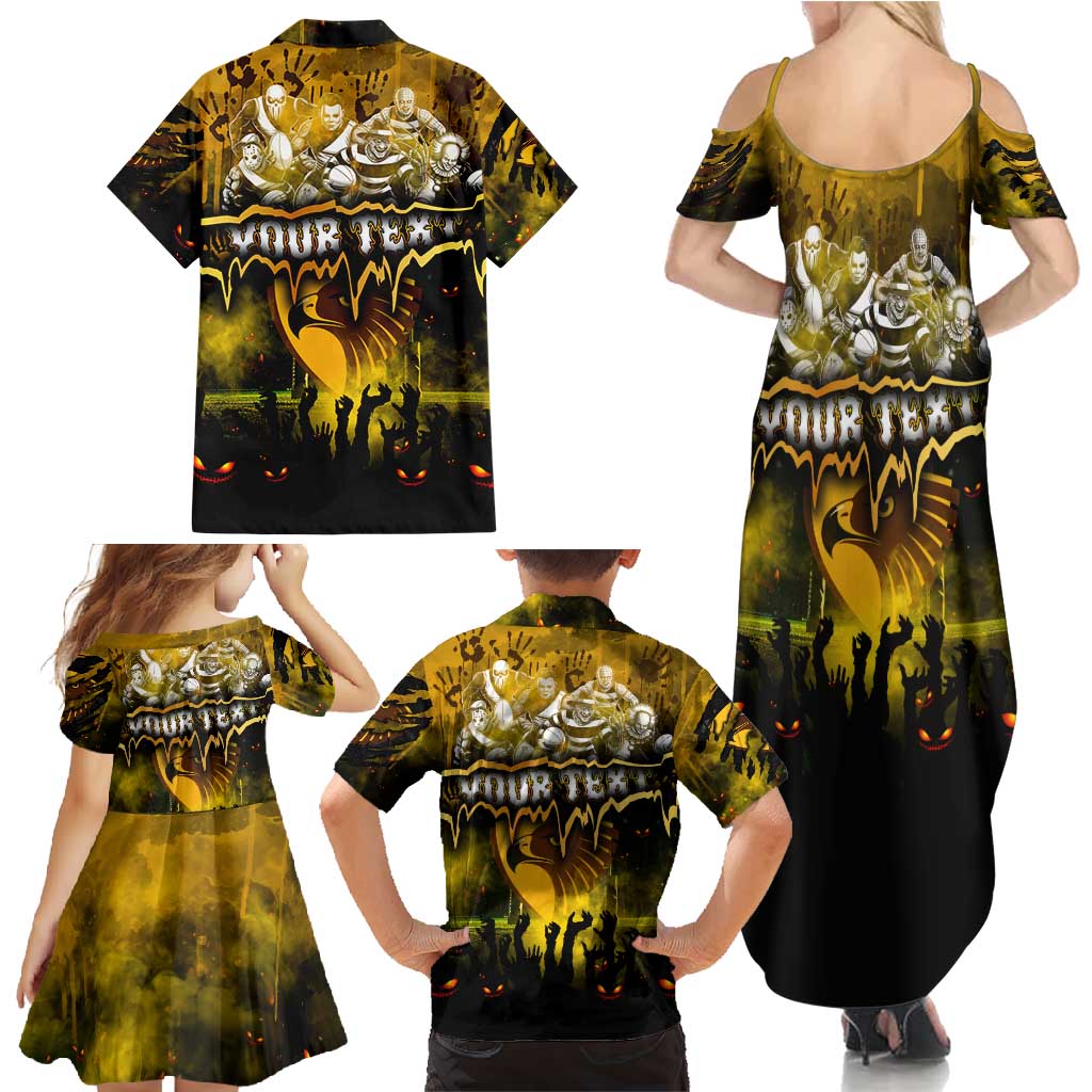 Step Into Horror Domain Hawks Football Family Matching Summer Maxi Dress and Hawaiian Shirt Halloween Horror Movie Characters - Aussie Hoodie