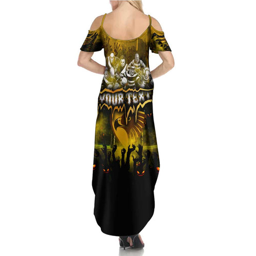 Step Into Horror Domain Hawks Football Family Matching Summer Maxi Dress and Hawaiian Shirt Halloween Horror Movie Characters - Aussie Hoodie