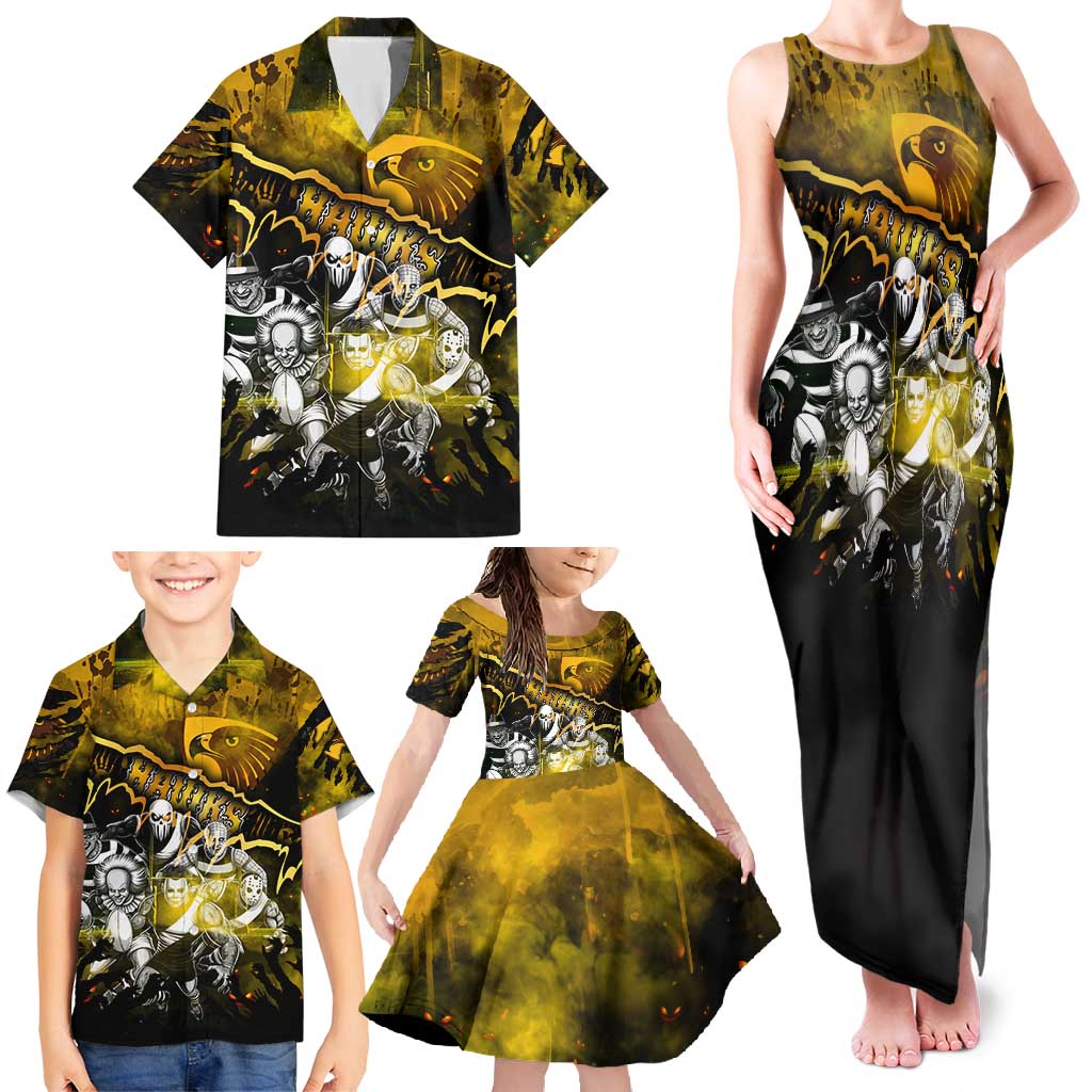 Step Into Horror Domain Hawks Football Family Matching Tank Maxi Dress and Hawaiian Shirt Halloween Horror Movie Characters - Aussie Hoodie