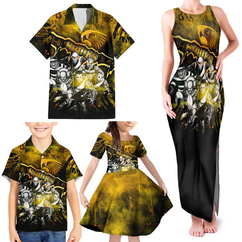 Step Into Horror Domain Hawks Football Family Matching Tank Maxi Dress and Hawaiian Shirt Halloween Horror Movie Characters - Aussie Hoodie