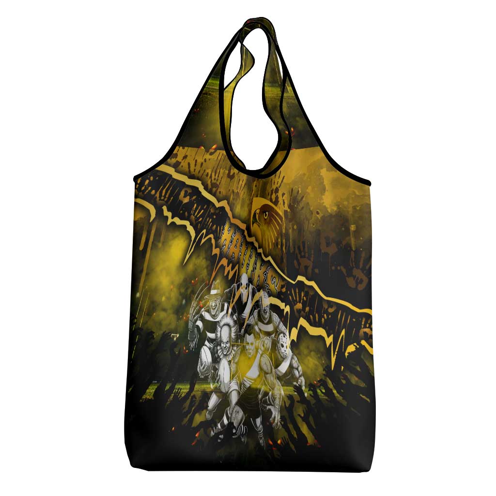 Step Into Horror Domain Hawks Football Grocery Bag Halloween Horror Movie Characters - Aussie Hoodie
