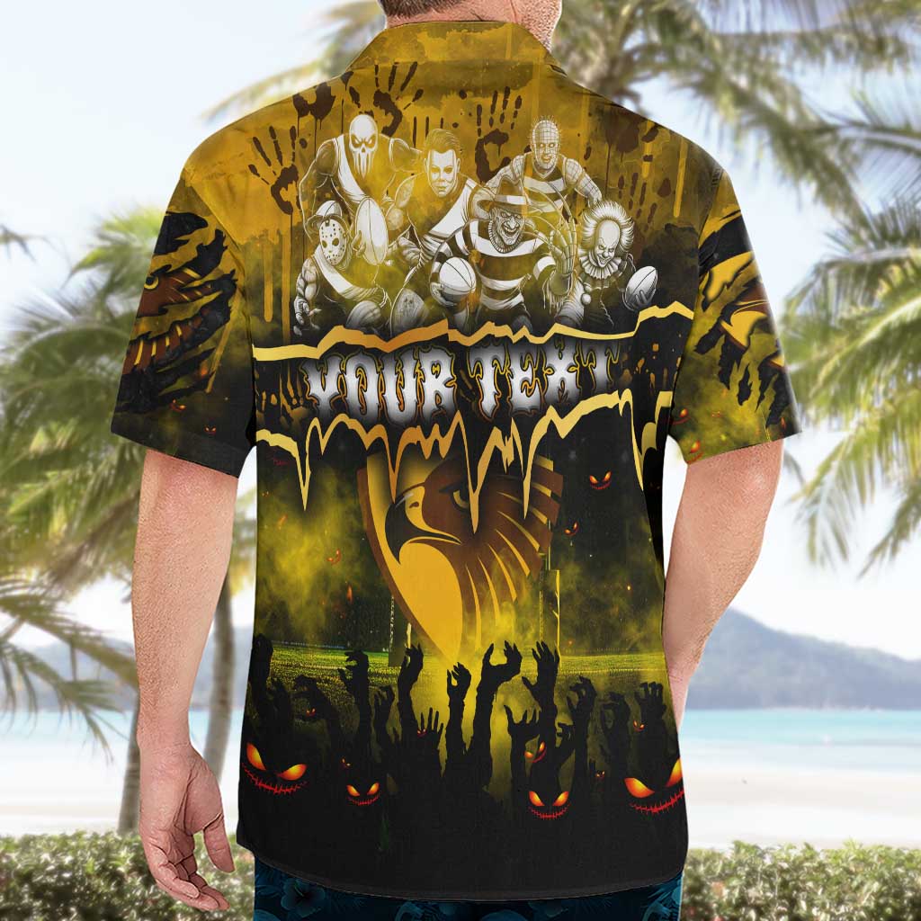Step Into Horror Domain Hawks Football Hawaiian Shirt Halloween Horror Movie Characters - Aussie Hoodie