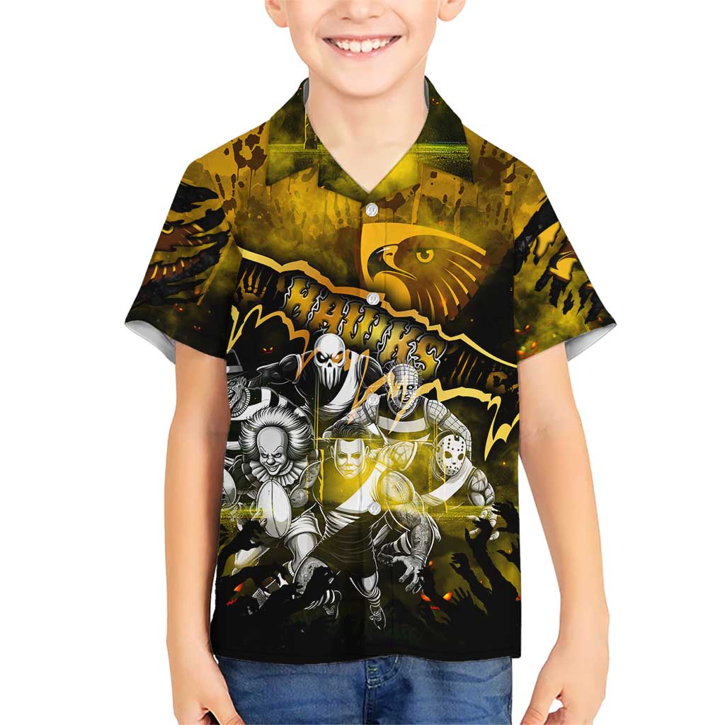 Step Into Horror Domain Hawks Football Hawaiian Shirt Halloween Horror Movie Characters - Aussie Hoodie