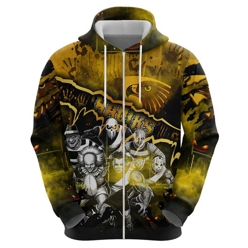 Step Into Horror Domain Hawks Football Hoodie Halloween Horror Movie Characters - Aussie Hoodie