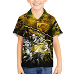 Step Into Horror Domain Hawks Football Kid Hawaiian Shirt Halloween Horror Movie Characters - Aussie Hoodie