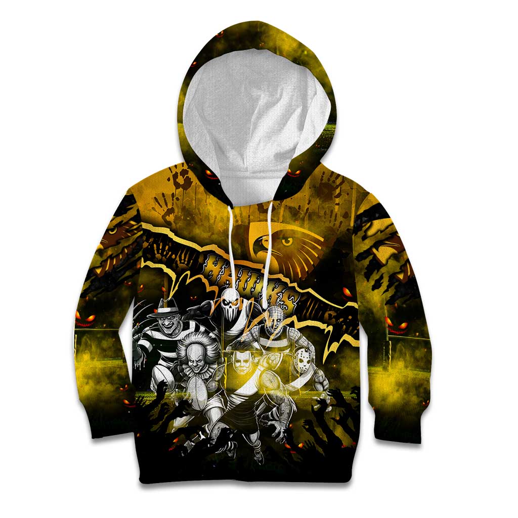 Step Into Horror Domain Hawks Football Kid Hoodie Halloween Horror Movie Characters - Aussie Hoodie