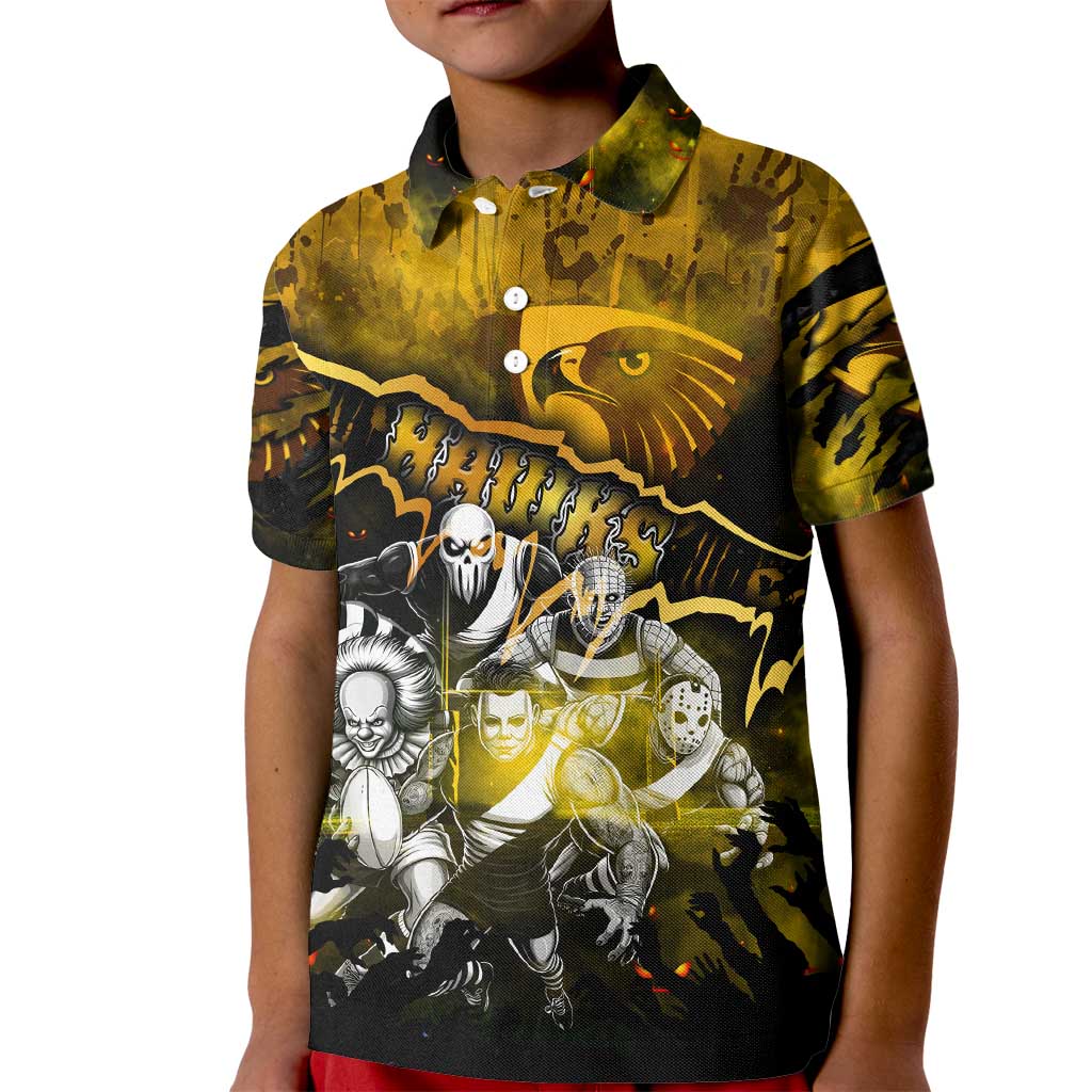 Step Into Horror Domain Hawks Football Kid Polo Shirt Halloween Horror Movie Characters - Aussie Hoodie