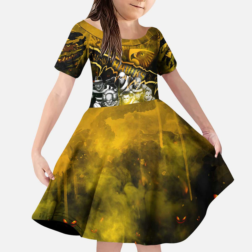 Step Into Horror Domain Hawks Football Kid Short Sleeve Dress Halloween Horror Movie Characters - Aussie Hoodie