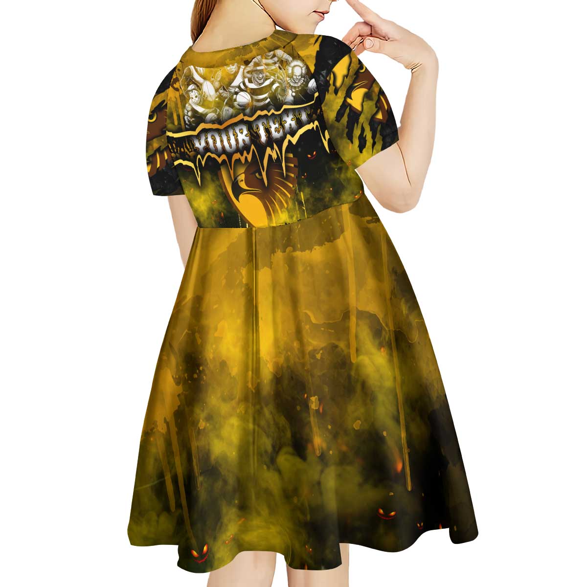 Step Into Horror Domain Hawks Football Kid Short Sleeve Dress Halloween Horror Movie Characters - Aussie Hoodie