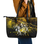 Step Into Horror Domain Hawks Football Leather Tote Bag Halloween Horror Movie Characters - Aussie Hoodie