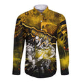 Step Into Horror Domain Hawks Football Long Sleeve Button Shirt Halloween Horror Movie Characters - Aussie Hoodie