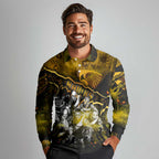 Step Into Horror Domain Hawks Football Long Sleeve Polo Shirt Halloween Horror Movie Characters - Aussie Hoodie