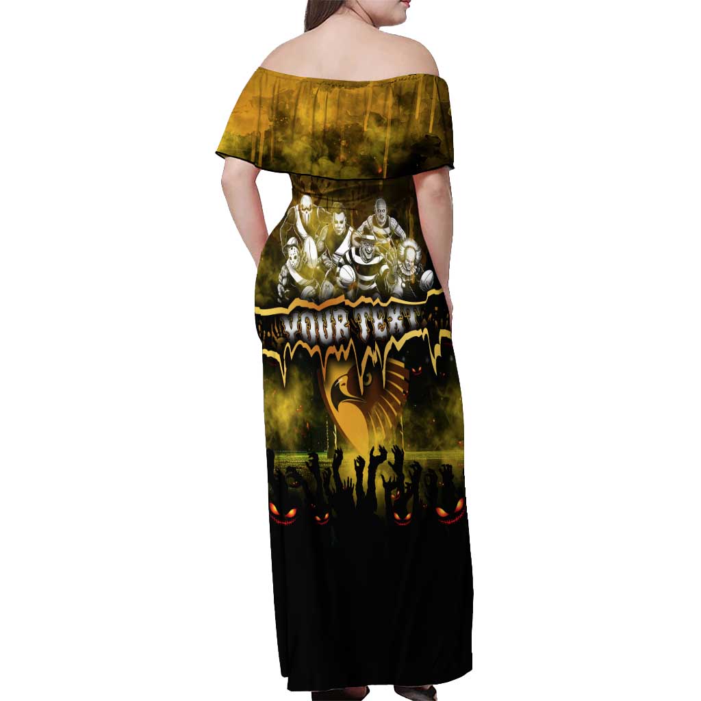 Step Into Horror Domain Hawks Football Off Shoulder Maxi Dress Halloween Horror Movie Characters - Aussie Hoodie
