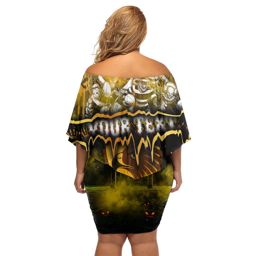 Step Into Horror Domain Hawks Football Off Shoulder Short Dress Halloween Horror Movie Characters - Aussie Hoodie