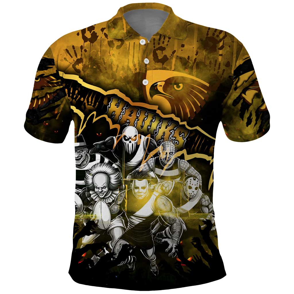 Step Into Horror Domain Hawks Football Polo Shirt Halloween Horror Movie Characters - Aussie Hoodie