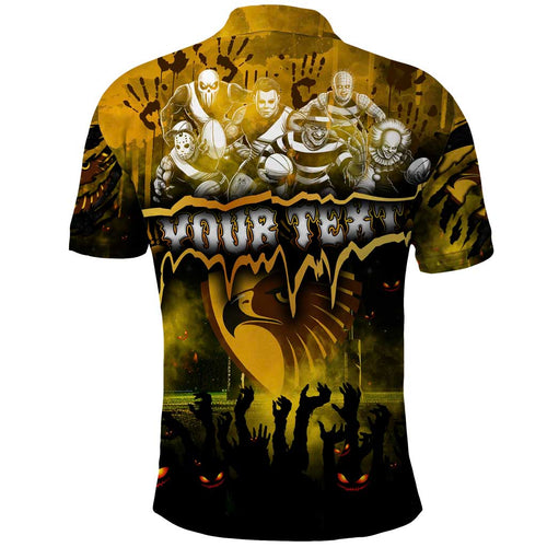 Step Into Horror Domain Hawks Football Polo Shirt Halloween Horror Movie Characters - Aussie Hoodie