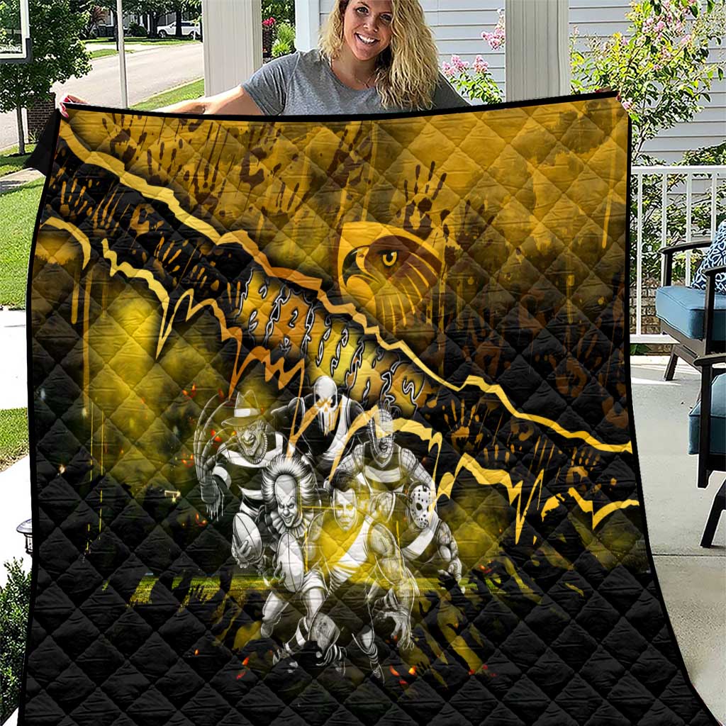 Step Into Horror Domain Hawks Football Quilt Halloween Horror Movie Characters - Aussie Hoodie