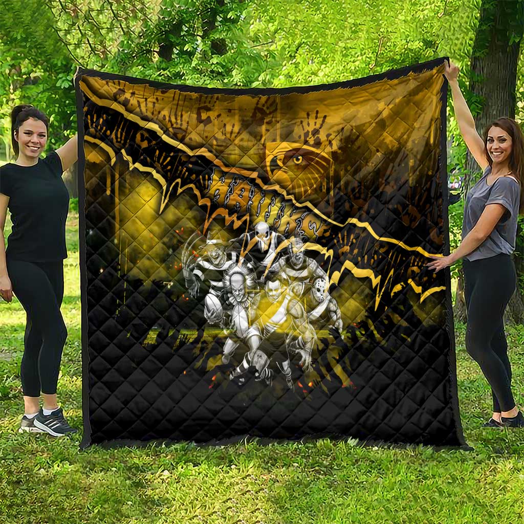 Step Into Horror Domain Hawks Football Quilt Halloween Horror Movie Characters - Aussie Hoodie