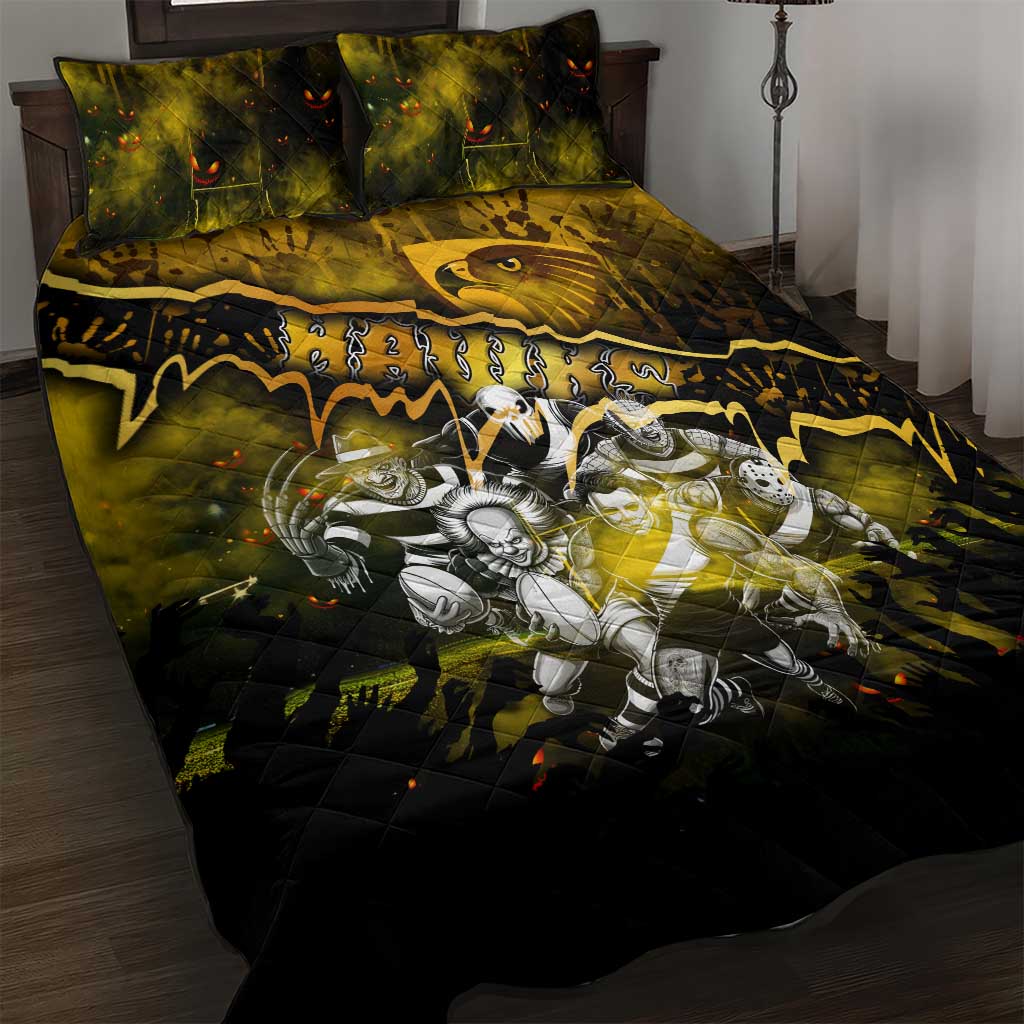 Step Into Horror Domain Hawks Football Quilt Bed Set Halloween Horror Movie Characters - Aussie Hoodie