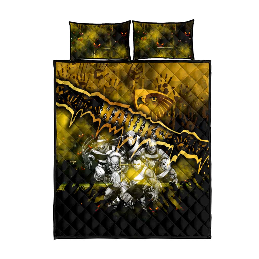 Step Into Horror Domain Hawks Football Quilt Bed Set Halloween Horror Movie Characters - Aussie Hoodie