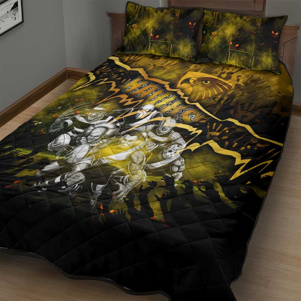 Step Into Horror Domain Hawks Football Quilt Bed Set Halloween Horror Movie Characters - Aussie Hoodie