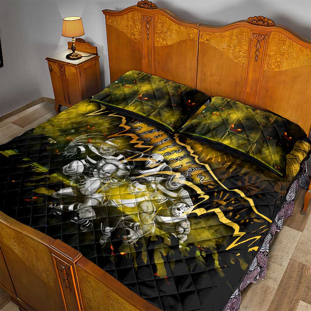 Step Into Horror Domain Hawks Football Quilt Bed Set Halloween Horror Movie Characters - Aussie Hoodie