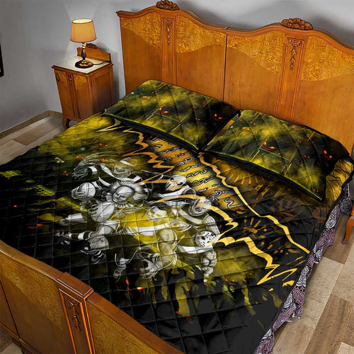Step Into Horror Domain Hawks Football Quilt Bed Set Halloween Horror Movie Characters - Aussie Hoodie