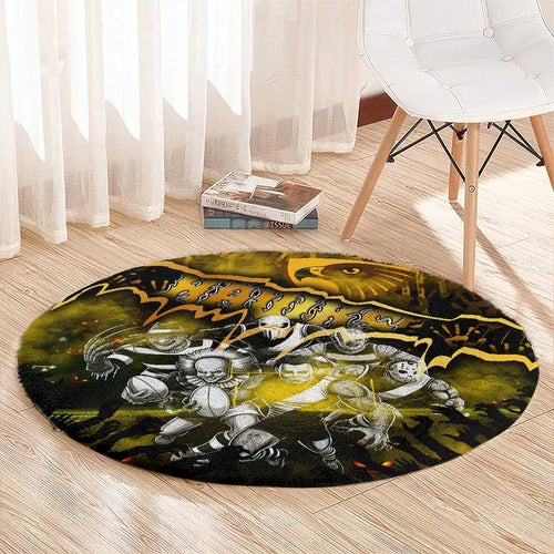 Step Into Horror Domain Hawks Football Round Carpet Halloween Horror Movie Characters - Aussie Hoodie