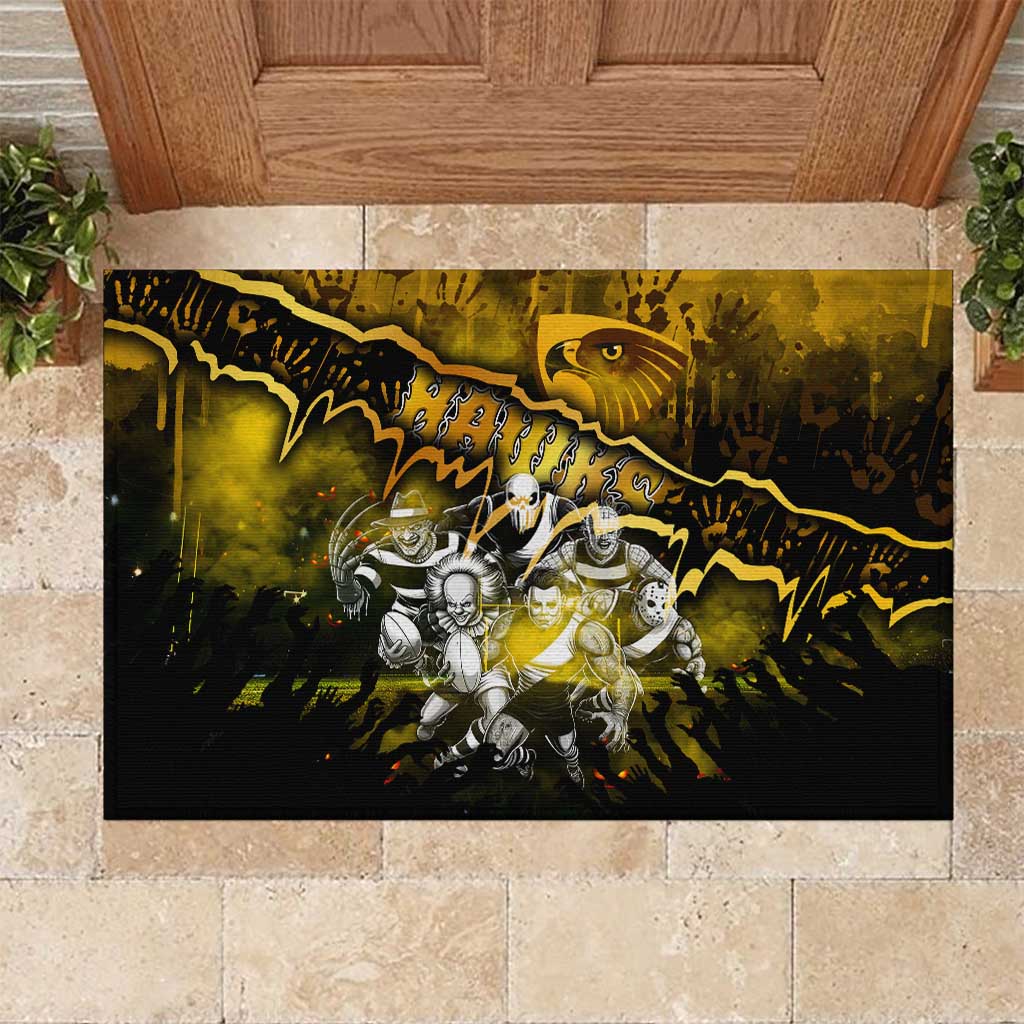Step Into Horror Domain Hawks Football Rubber Doormat Halloween Horror Movie Characters - Aussie Hoodie