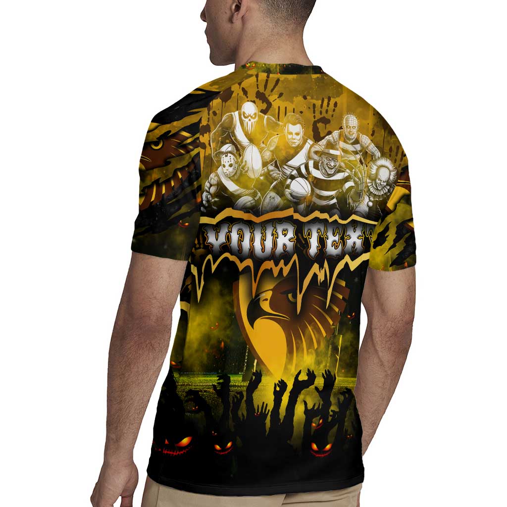 Step Into Horror Domain Hawks Football Rugby Jersey Halloween Horror Movie Characters - Aussie Hoodie