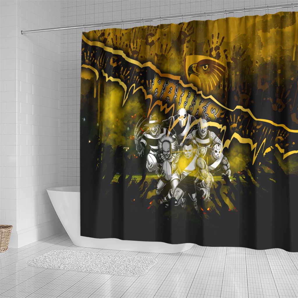 Step Into Horror Domain Hawks Football Shower Curtain Halloween Horror Movie Characters - Aussie Hoodie