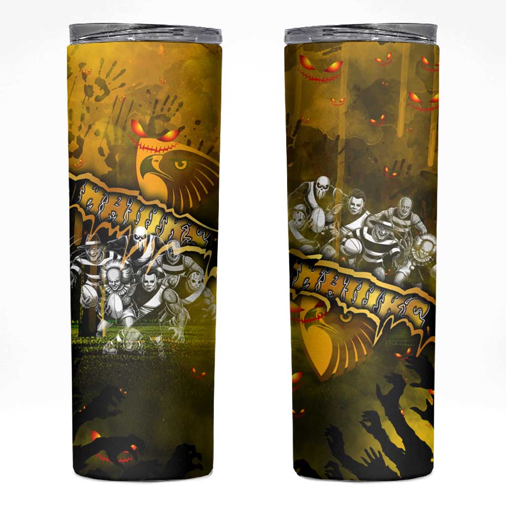 Step Into Horror Domain Hawks Football Skinny Tumbler Halloween Horror Movie Characters - Aussie Hoodie