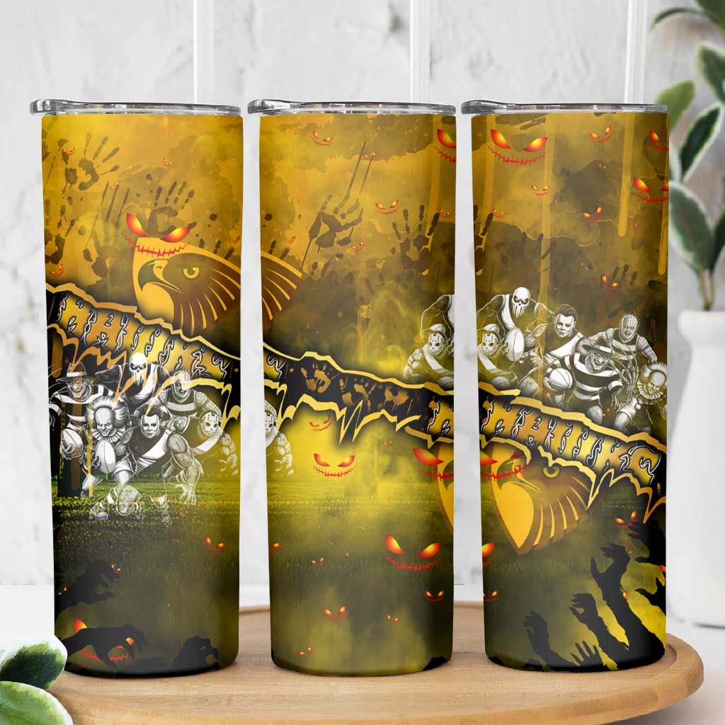 Step Into Horror Domain Hawks Football Skinny Tumbler Halloween Horror Movie Characters - Aussie Hoodie