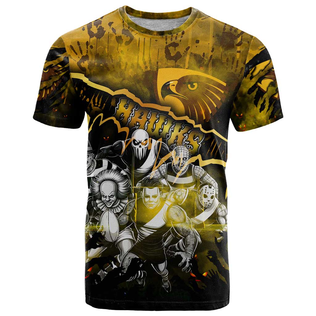 Step Into Horror Domain Hawks Football T Shirt Halloween Horror Movie Characters - Aussie Hoodie