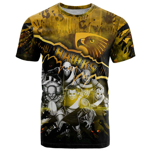 Step Into Horror Domain Hawks Football T Shirt Halloween Horror Movie Characters - Aussie Hoodie