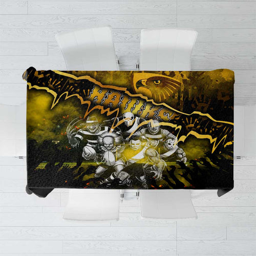 Step Into Horror Domain Hawks Football Tablecloth Halloween Horror Movie Characters - Aussie Hoodie