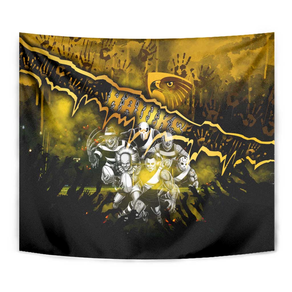 Step Into Horror Domain Hawks Football Tapestry Halloween Horror Movie Characters - Aussie Hoodie