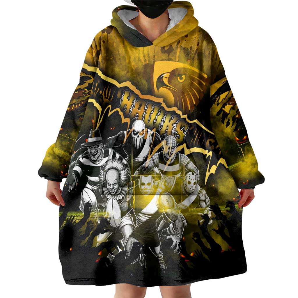 Step Into Horror Domain Hawks Football Wearable Blanket Hoodie Halloween Horror Movie Characters - Aussie Hoodie