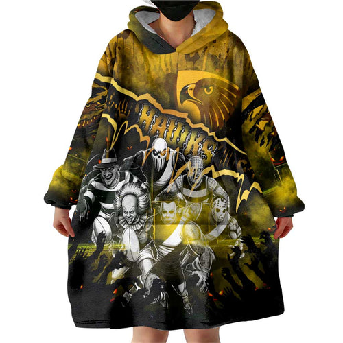 Step Into Horror Domain Hawks Football Wearable Blanket Hoodie Halloween Horror Movie Characters - Aussie Hoodie