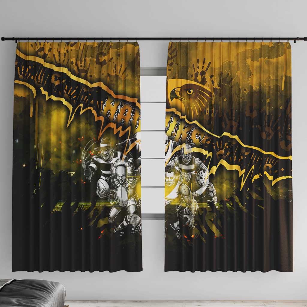 Step Into Horror Domain Hawks Football Window Curtain Halloween Horror Movie Characters - Aussie Hoodie