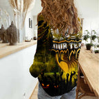 Step Into Horror Domain Hawks Football Women Casual Shirt Halloween Horror Movie Characters - Aussie Hoodie