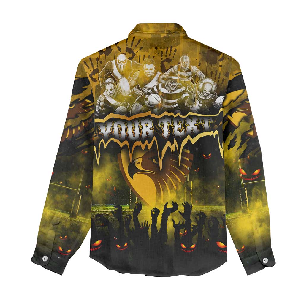 Step Into Horror Domain Hawks Football Women Casual Shirt Halloween Horror Movie Characters - Aussie Hoodie