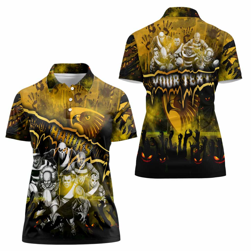Step Into Horror Domain Hawks Football Women Polo Shirt Halloween Horror Movie Characters - Aussie Hoodie