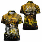Step Into Horror Domain Hawks Football Women Polo Shirt Halloween Horror Movie Characters - Aussie Hoodie