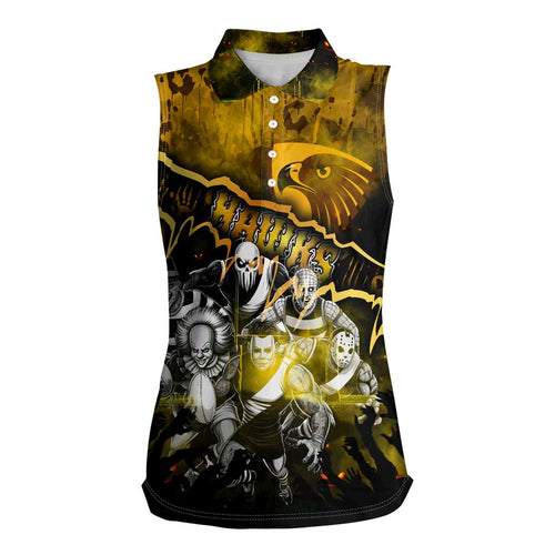 Step Into Horror Domain Hawks Football Women Sleeveless Polo Shirt Halloween Horror Movie Characters - Aussie Hoodie