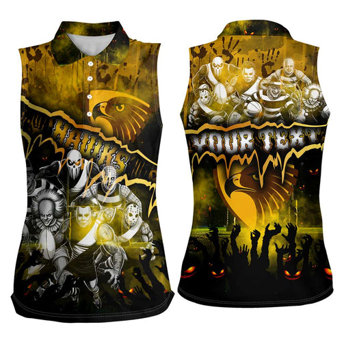 Step Into Horror Domain Hawks Football Women Sleeveless Polo Shirt Halloween Horror Movie Characters - Aussie Hoodie