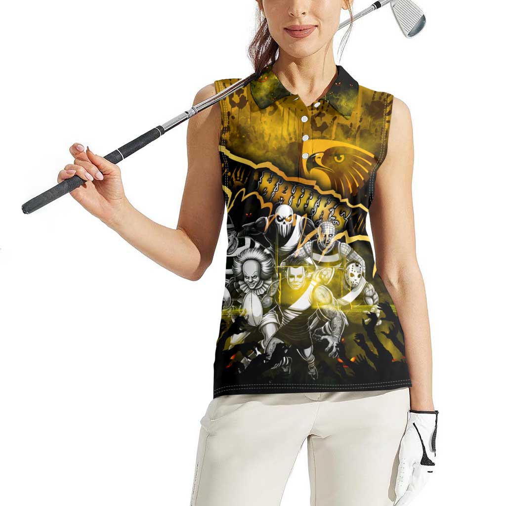 Step Into Horror Domain Hawks Football Women Sleeveless Polo Shirt Halloween Horror Movie Characters - Aussie Hoodie